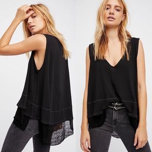 Free People Peachy Tee Tiered Frayed Hem Tank Top